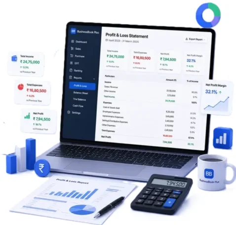 BusinessBook Plus Profit and Loss report dashboard